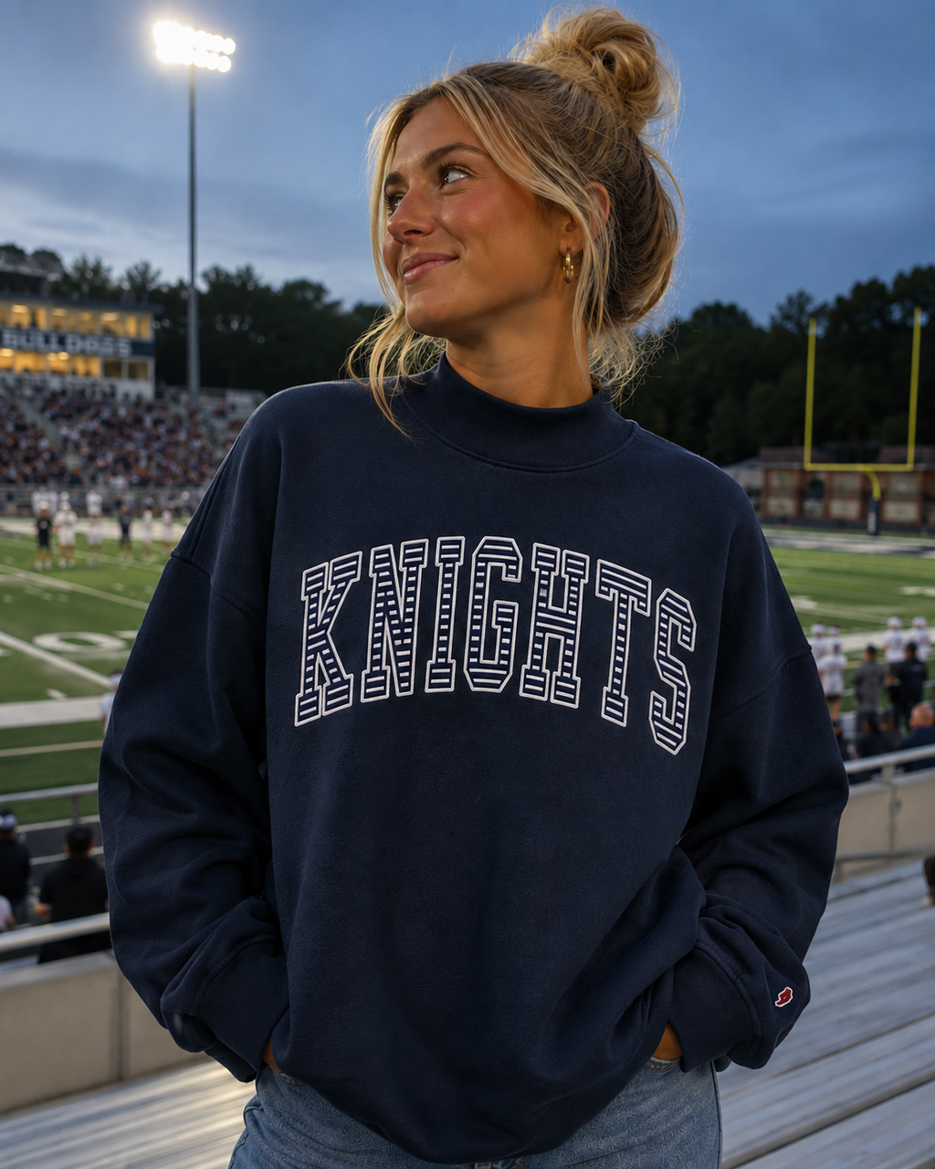 Knights Stripe Appliqué Mock Neck