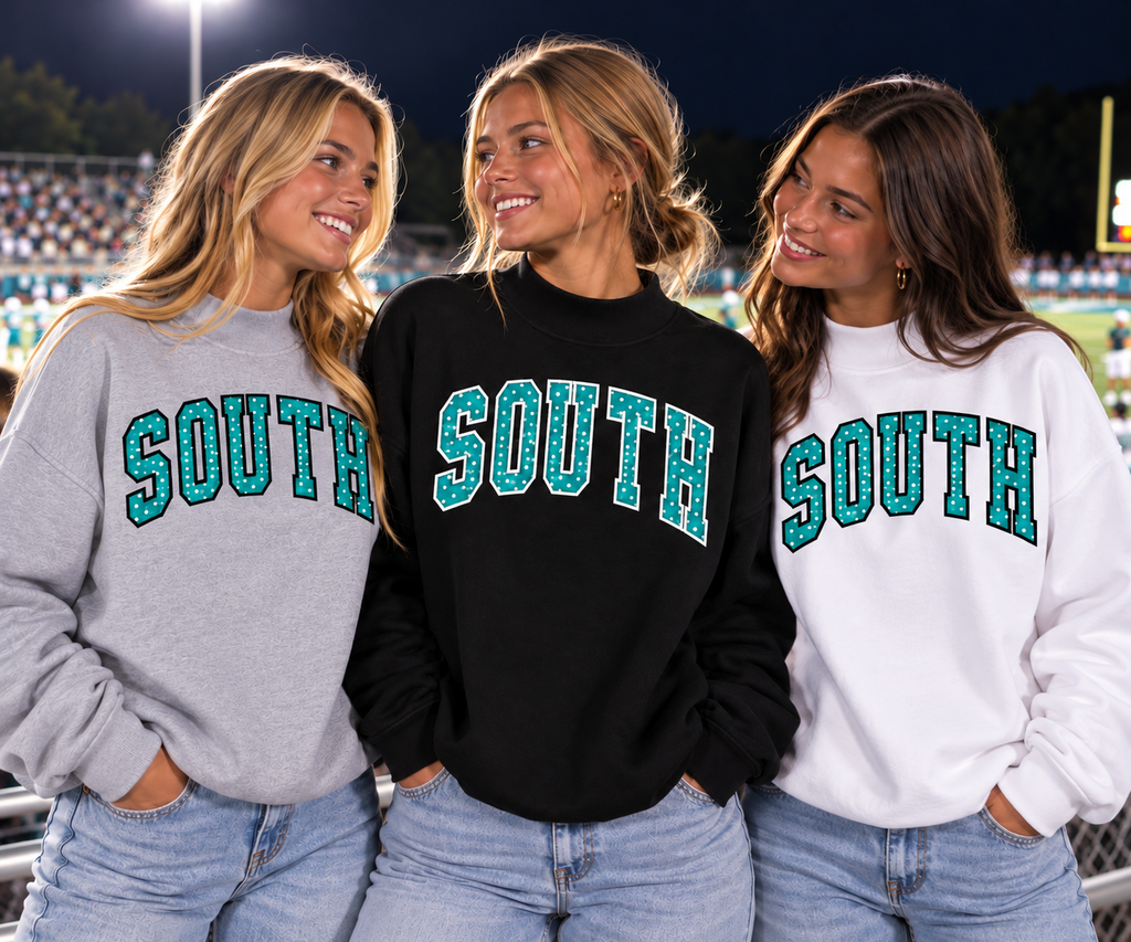 South Applique Polka Dot Mock Neck
